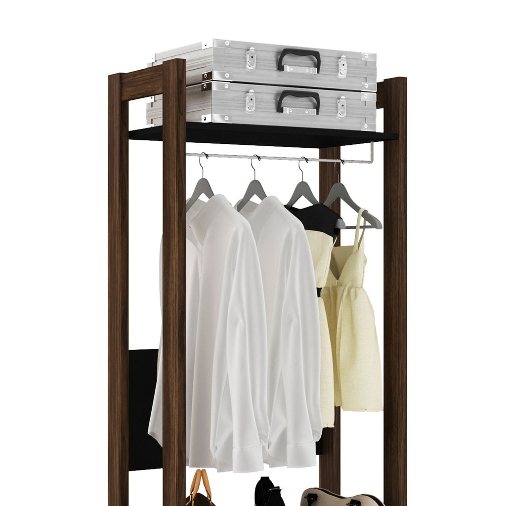 Closet Modulado com Arara e 2 Gavetas Preto — imagem 2 de 2