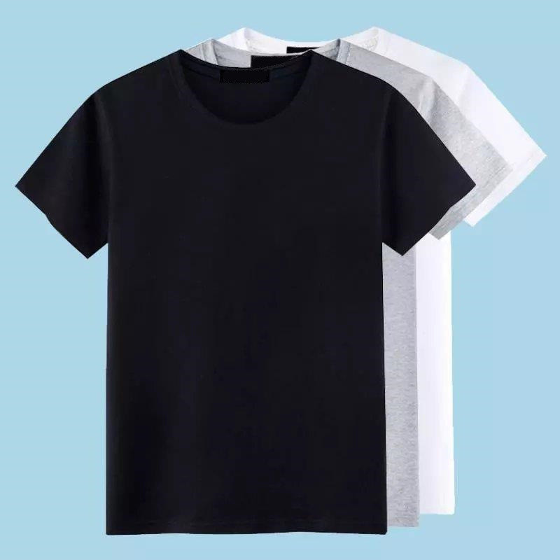 Camiseta de manga curta masculina cor pura cor lisa preto puro todo preto todo branco simples verão puro branco camiseta