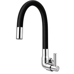 Torneira Tubo Flexível Parede Cozinha Color Preta
