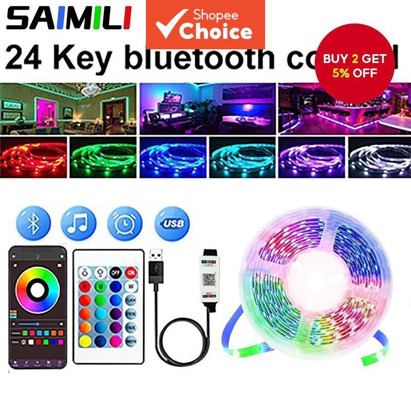 Fita de LED Inteligente SAIMILI 5 m Sincronização Musical 5V RGB com App e Controle Remoto para Decoração de Natal e