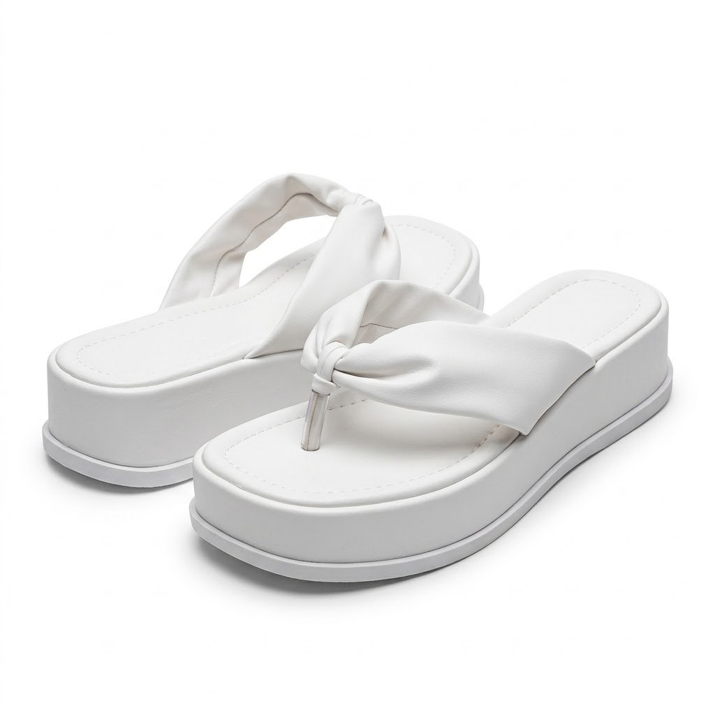 Chinelo Feminino Nuvem Plataforma Salto Anabela Fivela Acochoado Confortável Tendência Verão