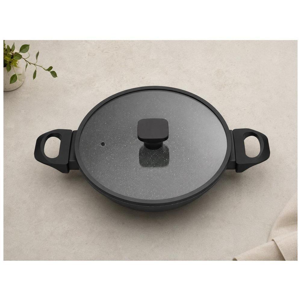 Frigideira Brinox de Alumínio com Tampa Indução Stone Preta 24cm — imagem 2 de 2