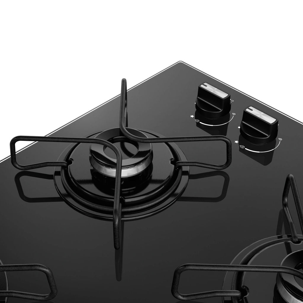 Cooktop 4 Bocas a Gás Consul com Grades Estáveis e Mesa de Vidro - CD060BE — imagem 2 de 2