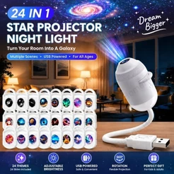 Luz Do Projetor 2 Em 1 Starry Sky Galaxy , Lâmpada Noturna Ambiente Interior Carro USB Para Decoração De Teto E Iluminaç
