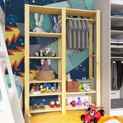 QUEIMA DE ESTOQUE - Arara Organizadora de Roupa Closet Rústico Pinus