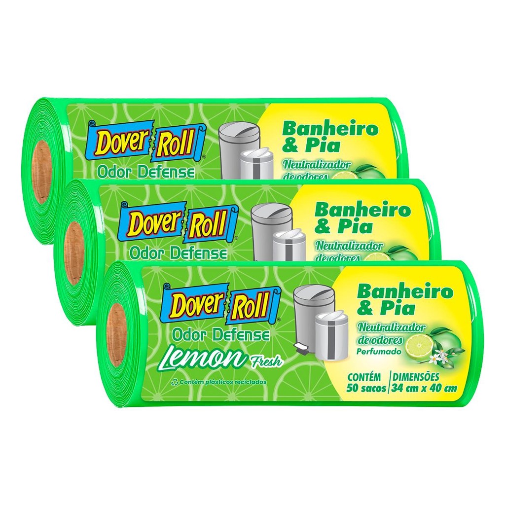 Saco de Lixo para Banheiro e Pia OD Perfumado Lemon Fresh 34x40cm 50uni - Dover Roll
