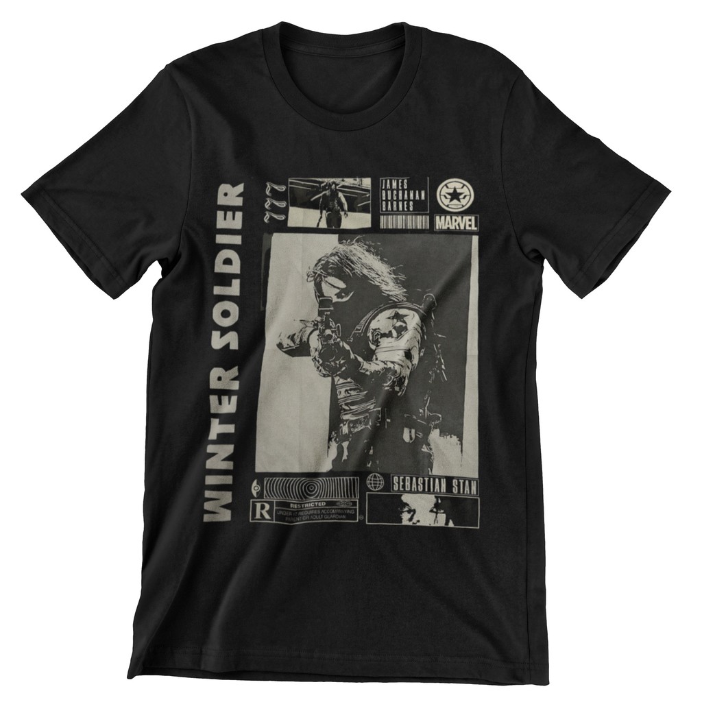 Camiseta Soldado Invernal Unissex 100% Algodão Top Premium Streetwear Vingadores Envio Rápido Marvel Plus Size