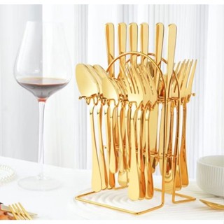 Suporte de Talheres Porta talher em Aço Inox Prata e Dourado – Para Até 24 Peças (Não Acompanha Talheres) em Oferta na Shopee