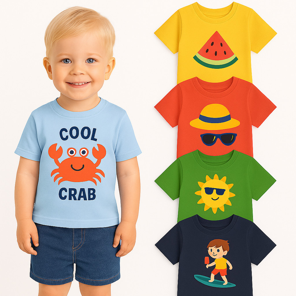 Kit 2 Camisetas de Menino Verão Infantil Sortidos -  Kit 2 Blusas para Meninos Verão -Camisa Masculina Infantil