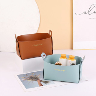 Cesta Multifuncional De Couro Para Armazenamento De Produtos De Higiene Pessoal E Cosméticos em Oferta na Shopee