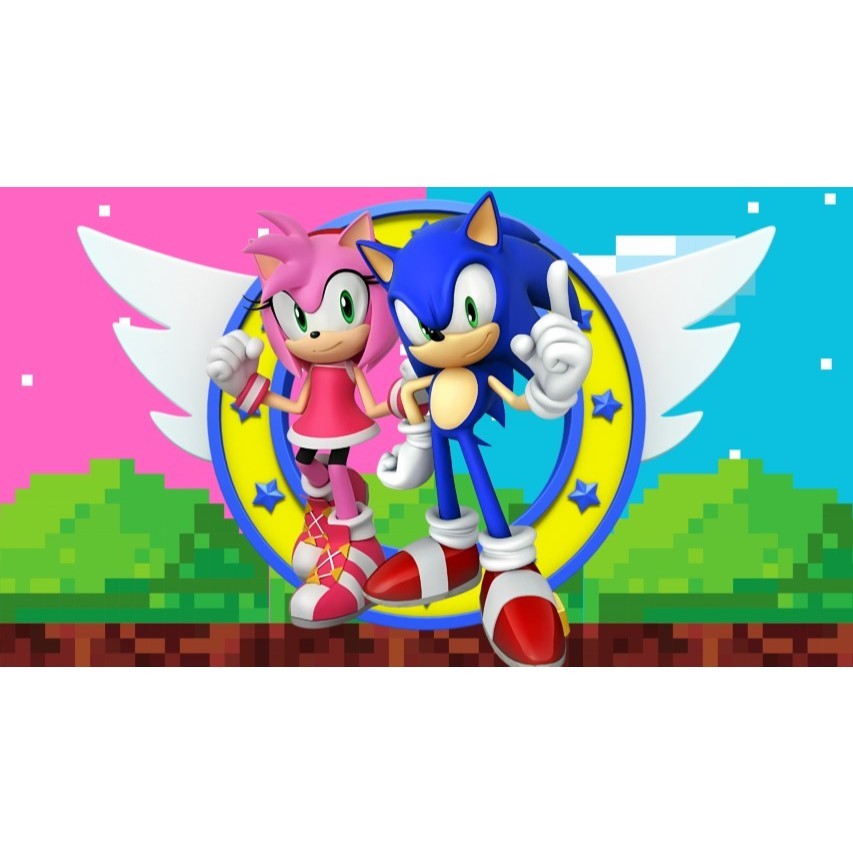 Top Painel sonic e amy retangular de lona para decoração de festa de aniversário infantil. Várias medidas.