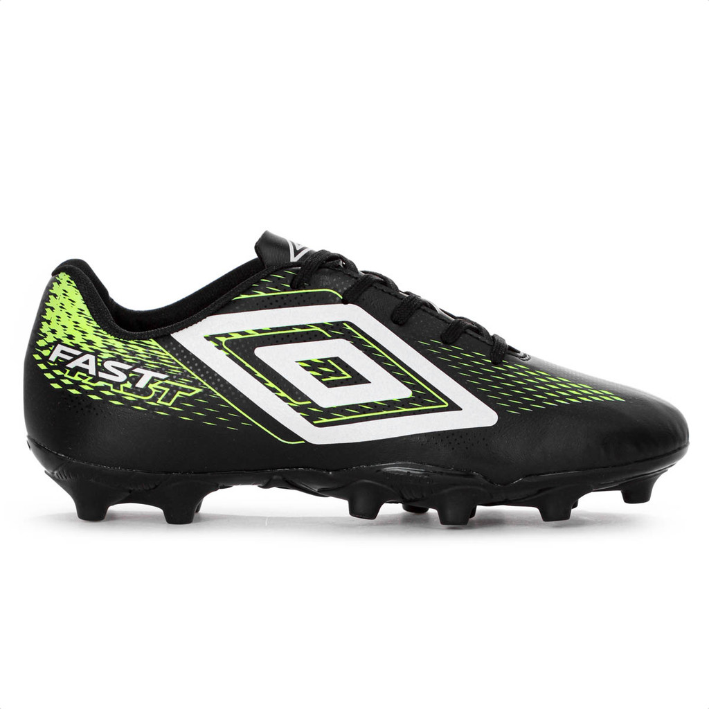 Chuteira Umbro Campo Fast II Preto Verde Limão e Branco - Masculino