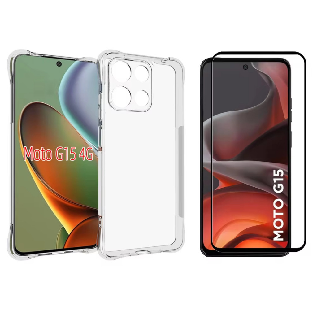 Capa Case Capa Anti Impacto Para Motorola Moto G15 + Película 3D Vidro Temperado em Oferta na Shopee