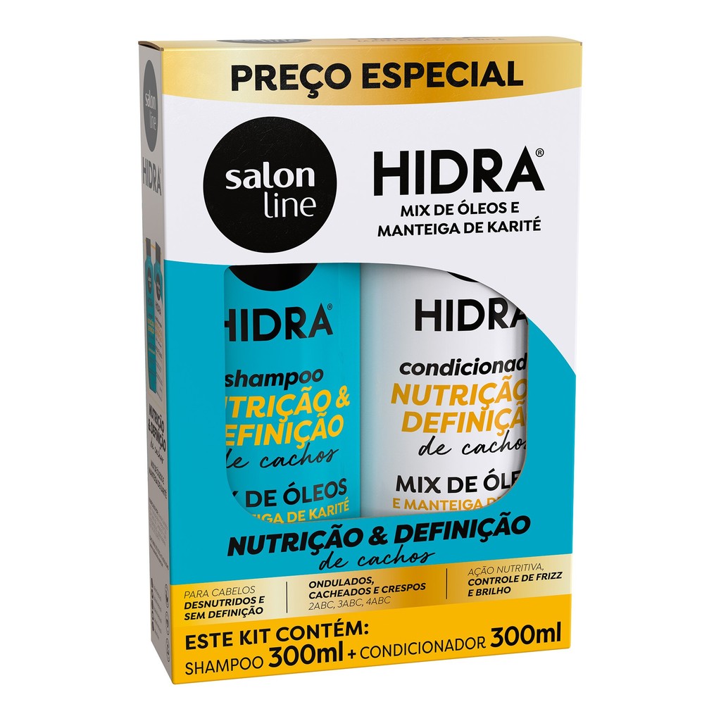 Kit Shampoo e Condicionador Hidra Nutrição e Definição de Cachos 300ml em Oferta na Shopee