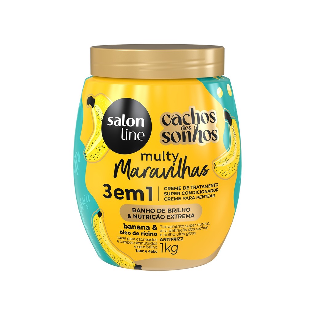 Creme de Tratamento Banana 3 em 1 Cachos dos Sonhos Multy Maravilhas 1kg