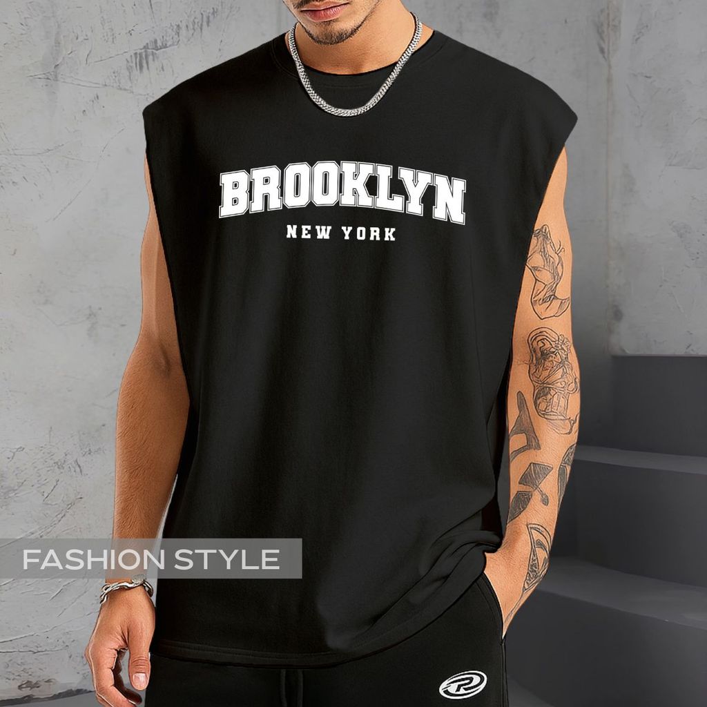 Regata Oversized Brooklyn Condado NY Burgo Americano Tumblr Regata Machão Blusa Cavada