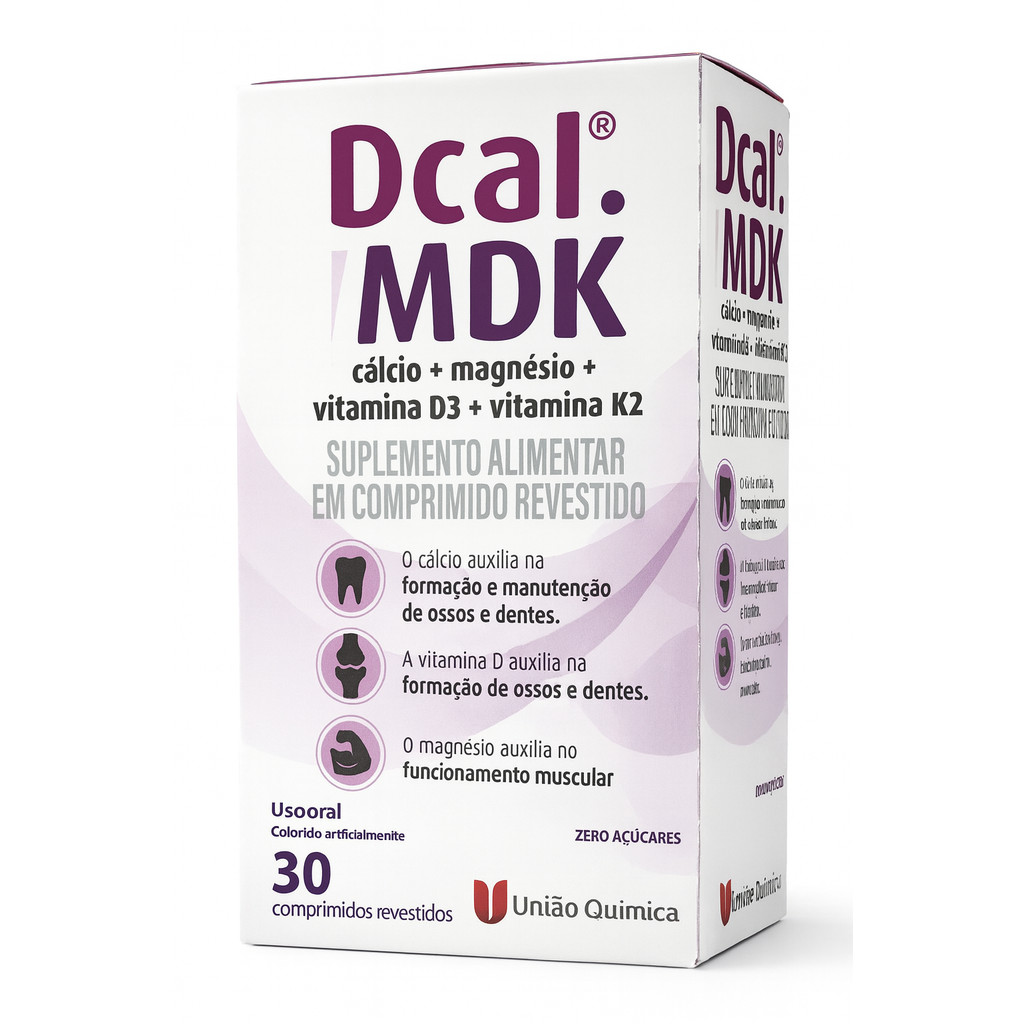 Dcal MDK 30 Comprimidos – Suplemento com Cálcio, Magnésio, Vitamina D3 e K2 para Ossos Fortes