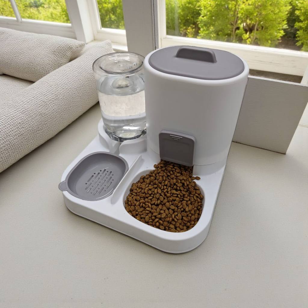 Bebedouro e Comedouro Automático 2 em 1 para Cães e Gatos | Controle de quantidade  Filtro 3 Etapas