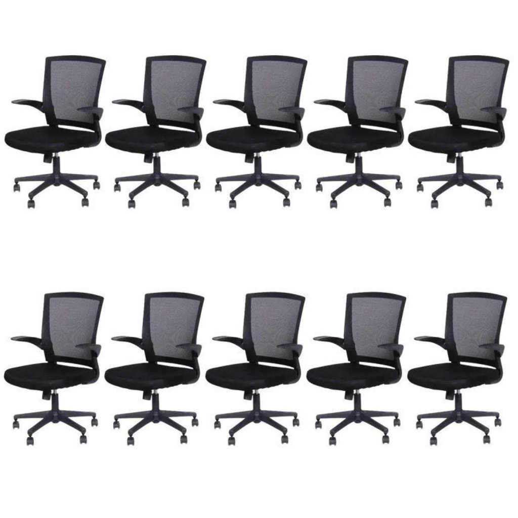 Kit 10 Cadeiras Escritório Diretor com Relax Tela Mesh Milão 3314 Cadeira Diretor