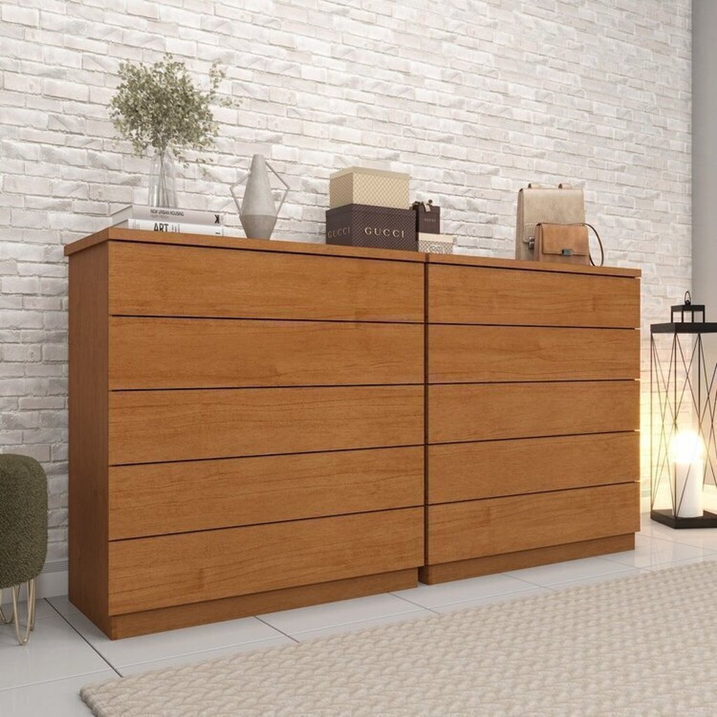 Kit 2 Cômodas 5 Gavetas Espresso Móveis Cinamomo em Oferta na Shopee