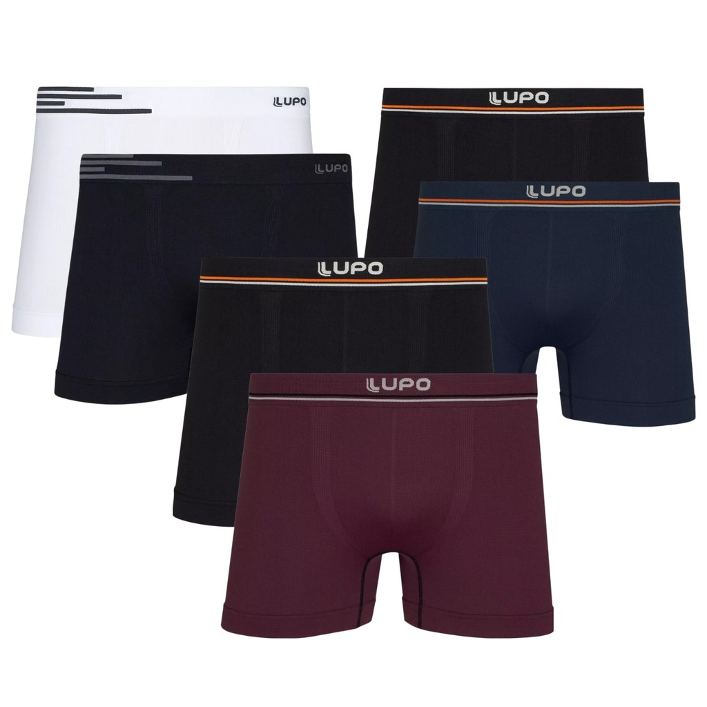 Kit 6 Cuecas Boxer Box Lupo Microfibra Sem Costura Original Adulto