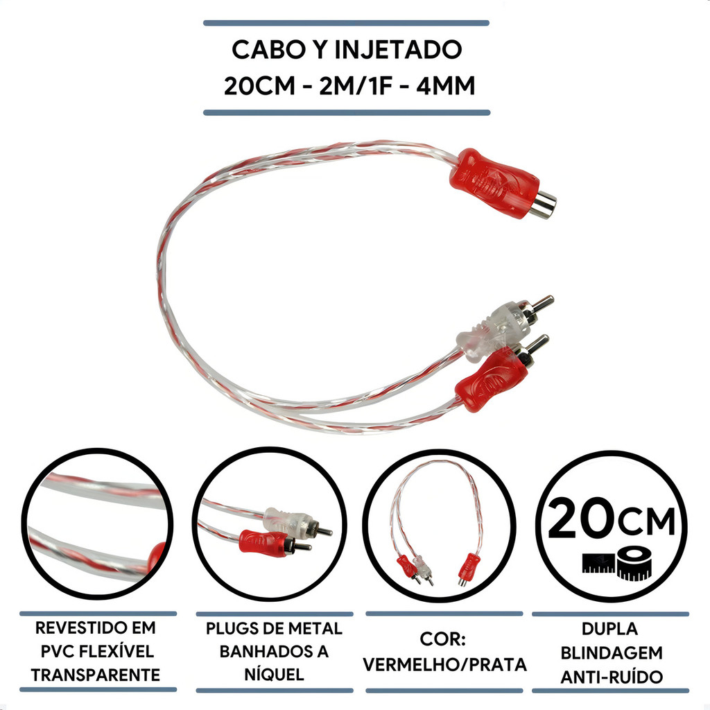 Cabo Rca Injetado Y 2m 1f Áudio Automotivo top plus