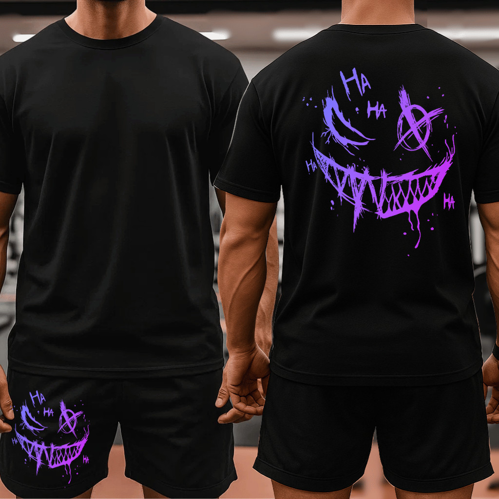 Conjunto Streetwear Smile Coringa Camiseta Camisa oversized 100% Algodão + Short Mauricinho Tactel