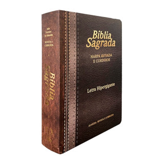 Bíblia Sagrada | ARC | Letra Hipergigante | Harpa Avivada e Corinhos | Capa Laminada Marrom em Oferta na Shopee