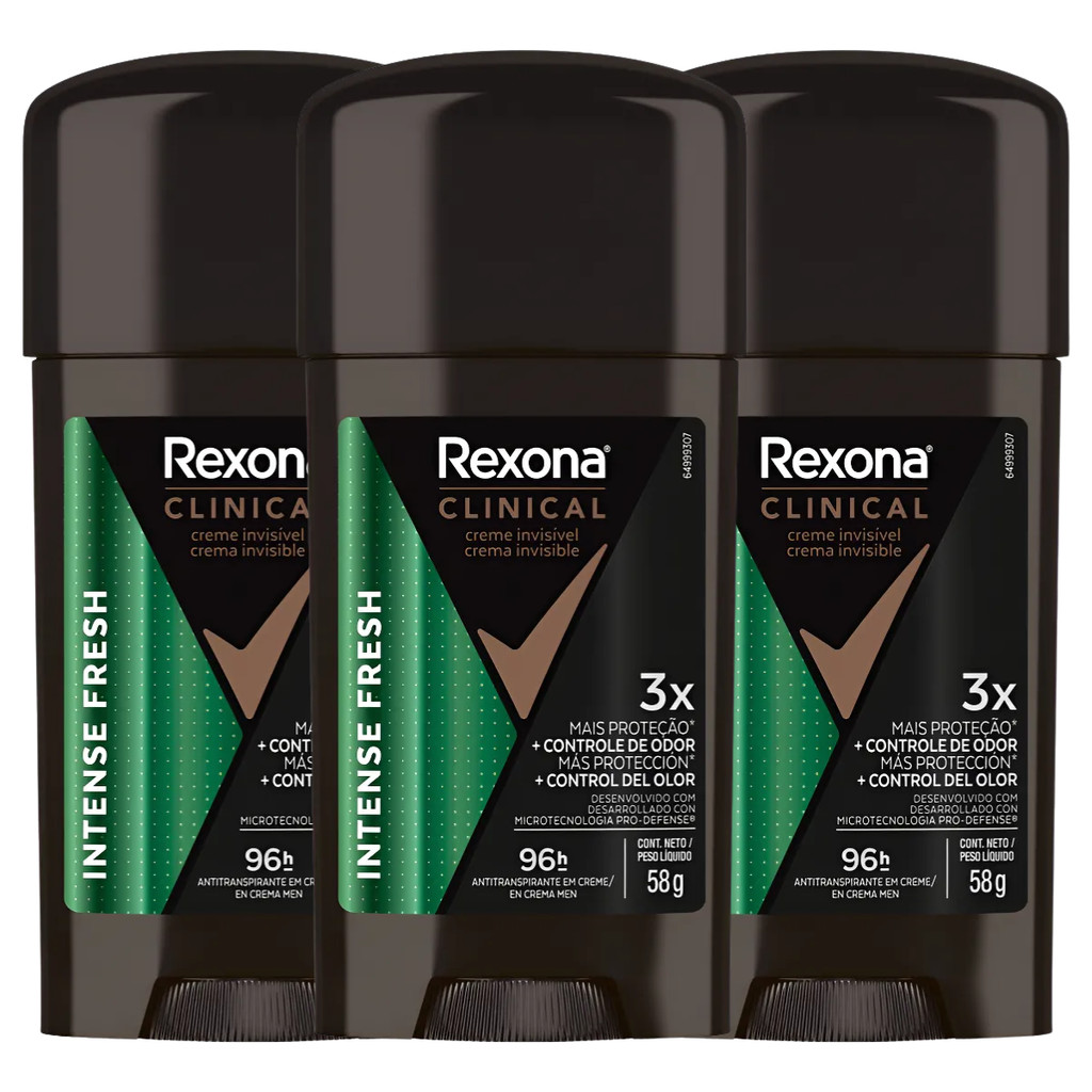 Rexona Clinical Creme Intense Fresh 58g Kit c/3