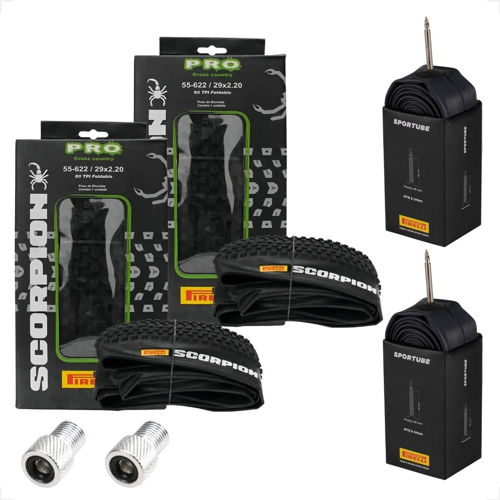 Par Pneu Pirelli Scorpion Aro 29 x 2.20 Kevlar Sem arame Cravudo Mtb + Par Camara Pirelli + brinde