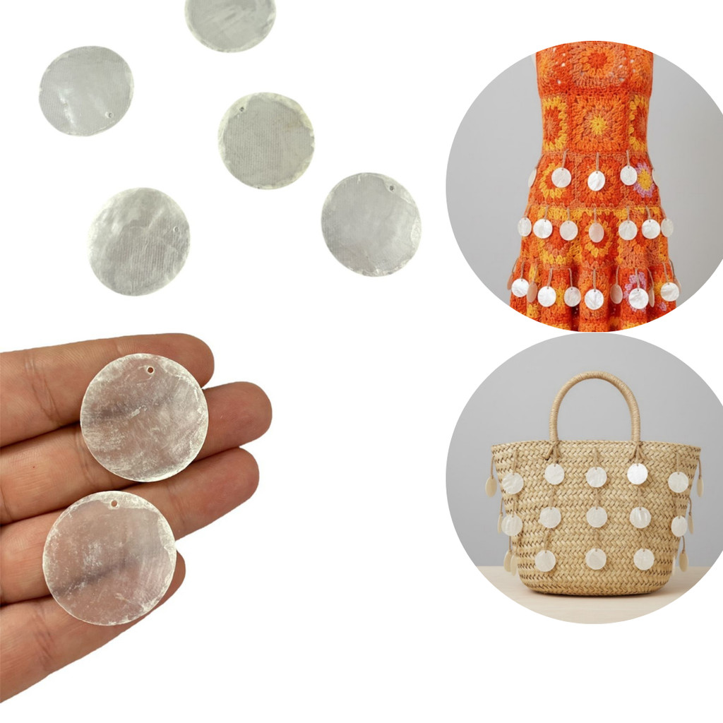 Paetê Pastilha Madre Pérola Natural 25mm/30mm Luxo - 25 Peças em Oferta na Shopee