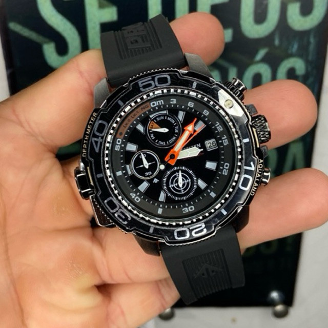 Mega Promoção Relogio masculino  Aqualand Promaster 6 ponteiros 100% Funcional Pulseira de borracha A Prova d água