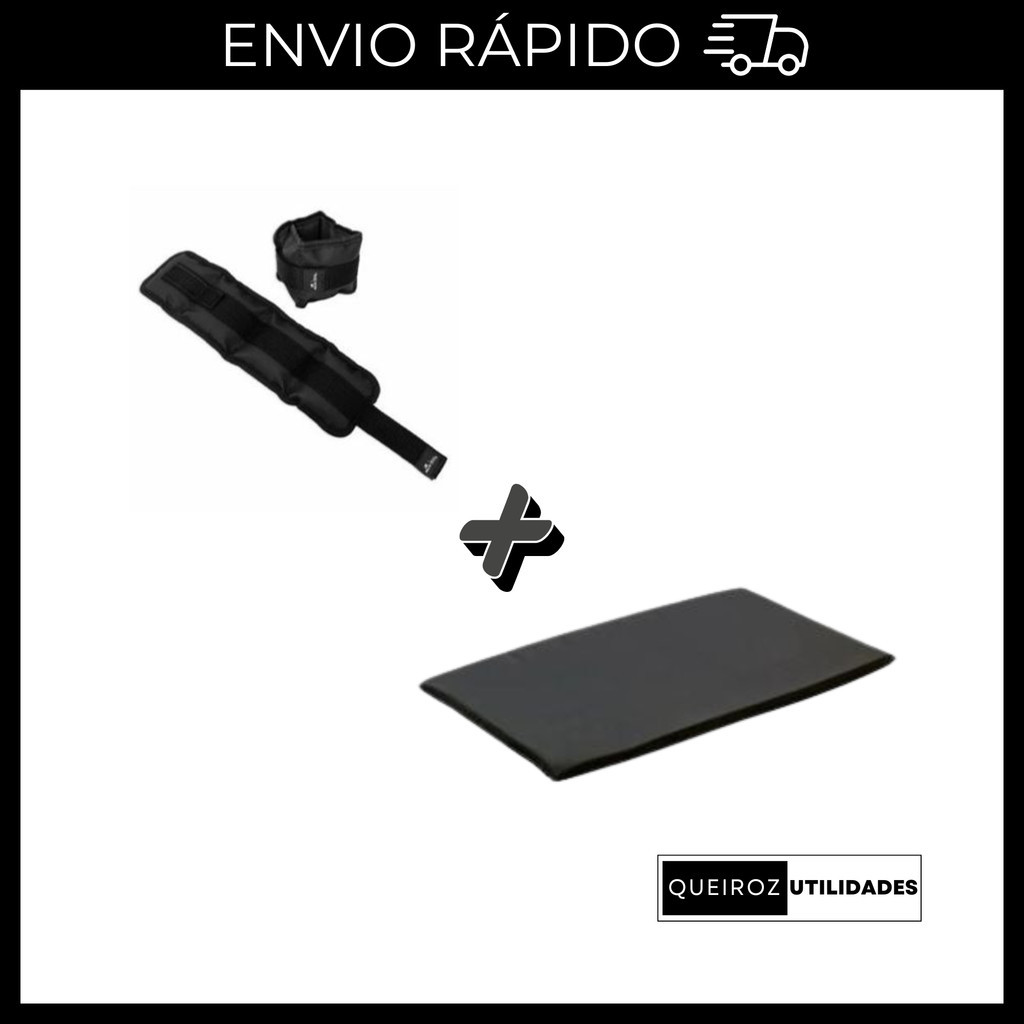 KIT Caneleira de Peso Preta Par de 2Kg + Colchonete Preto Treino/Academia/Musculação/Fisioterapia oferta