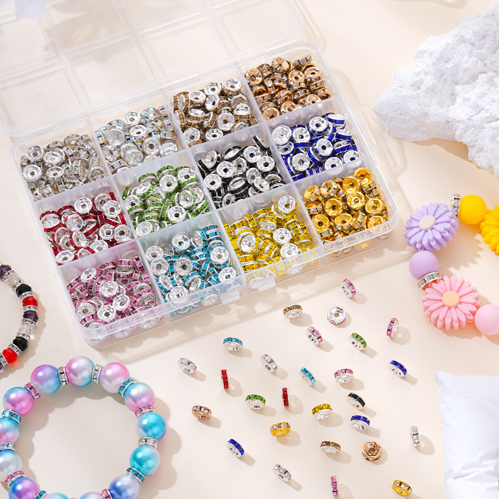 50 peças/lote 4-10mm multicolorido cristal strass espaçador contas acessórios de moda DIY jóias acessórios artesanais