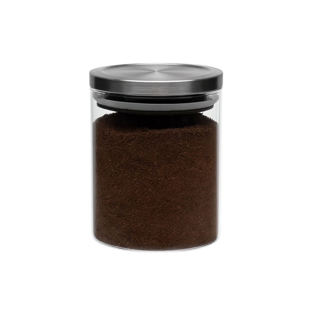 Pote de Vidro Hermético 750ML Redondo Tampa Cromada Porta Mantimentos e Temperos