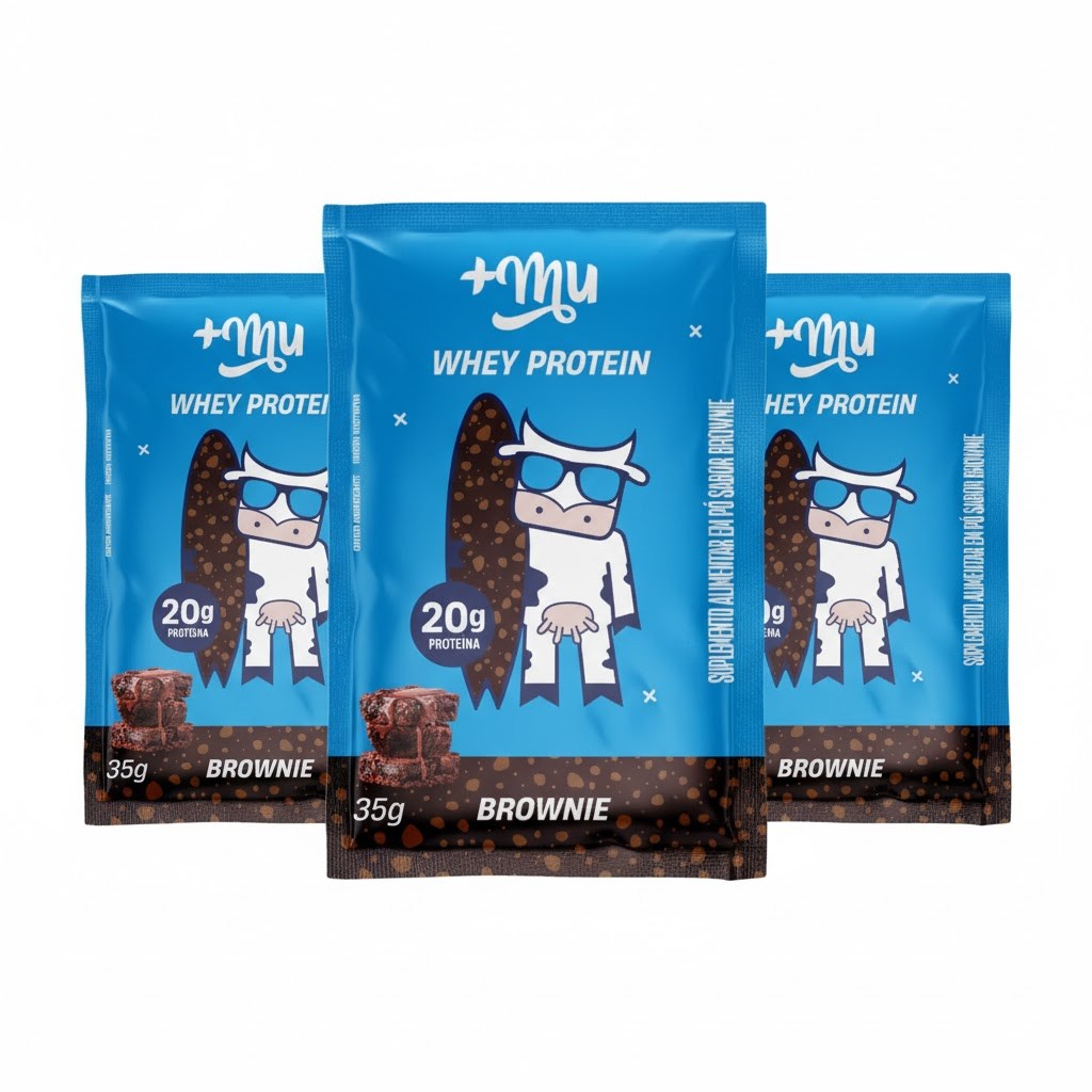 KIT 3 WHEY PROTEIN CONCENTRADO SACHE BROWNIE 20 DE PROTEINA 37G +MU