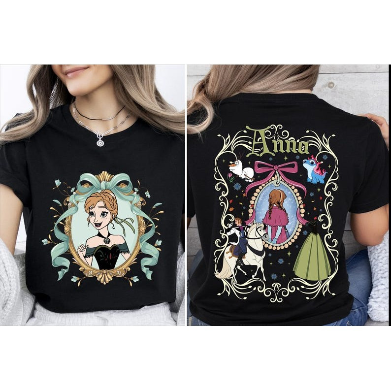 [Camiseta Premium em Algodão Puro]SISI Camiseta Streetwear Fofo Princess Anna Frozen Preto Algodão Premium Streetwear em Oferta na Shopee