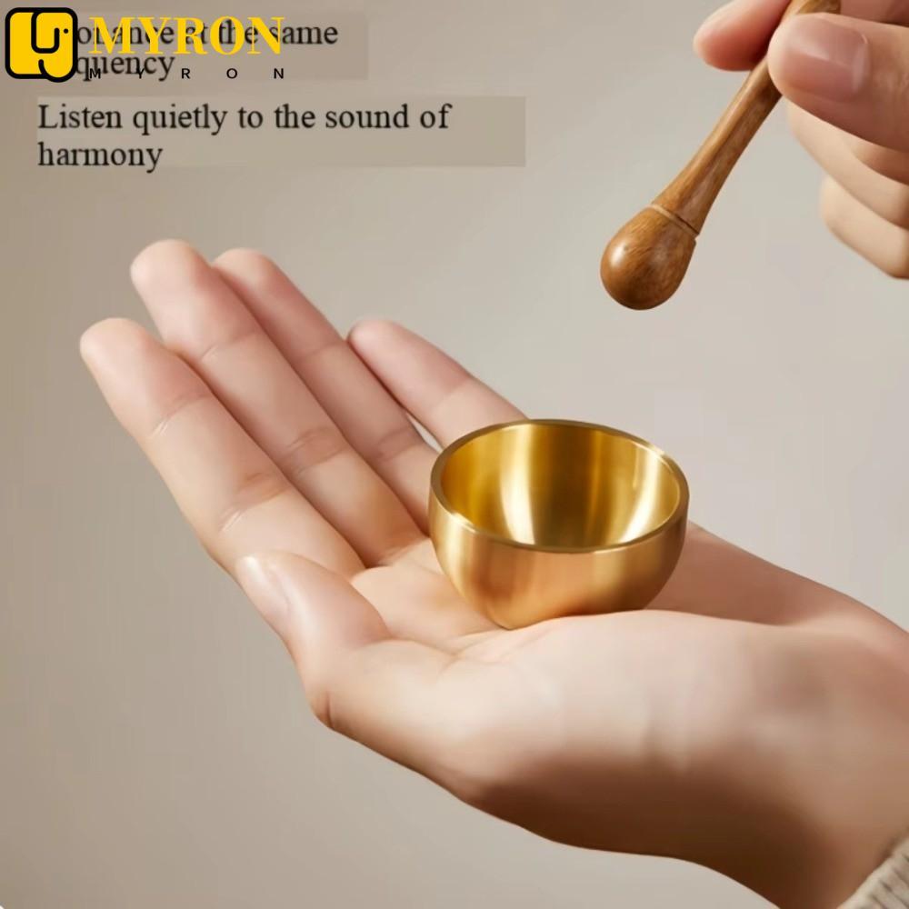 MYRON1 Mini Tigela De Canto De Latão , Design De Terapia Manual , Som De Meditação Harmonioso De Sândalo