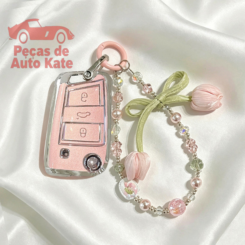 Capa de TPU para Chave Canivete de Carro Volkswagen VW Passat Polo Tiguan Golf Beetle Caddy T5 Up Eos Skoda Octavia As V