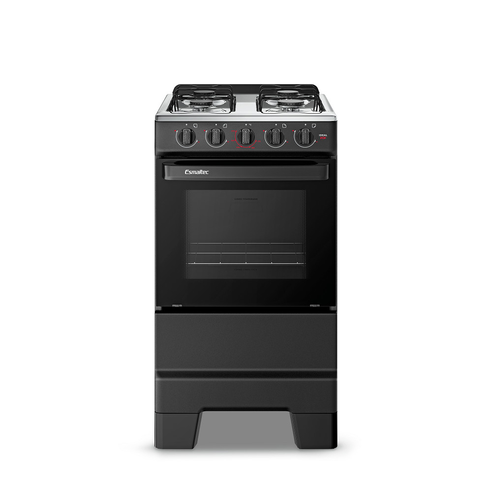 Fogão de Piso Esmaltec 4 Bocas com Acendimento Manual Preto Ideal Pop