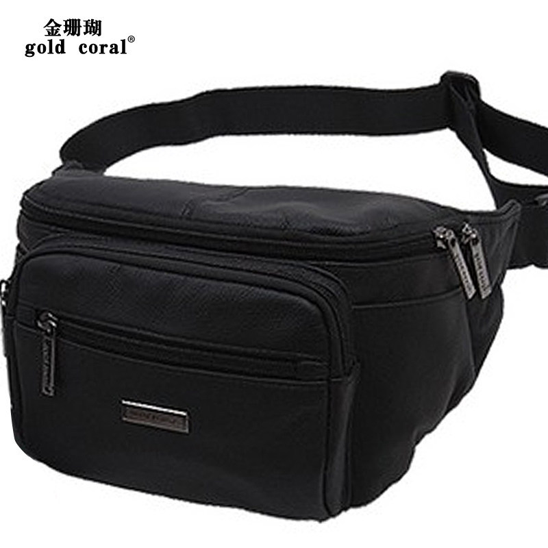 Coral dourado versão coreana novo estilo grande bolsa de cintura de couro masculino esportes lazer ao ar livre bolsa de 