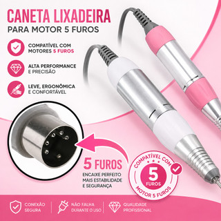 Caneta Lixadeira Elétrica 35000RPM para Motor Porquinho Profissional Reposição para Unhas Gel Acrigel Fibra