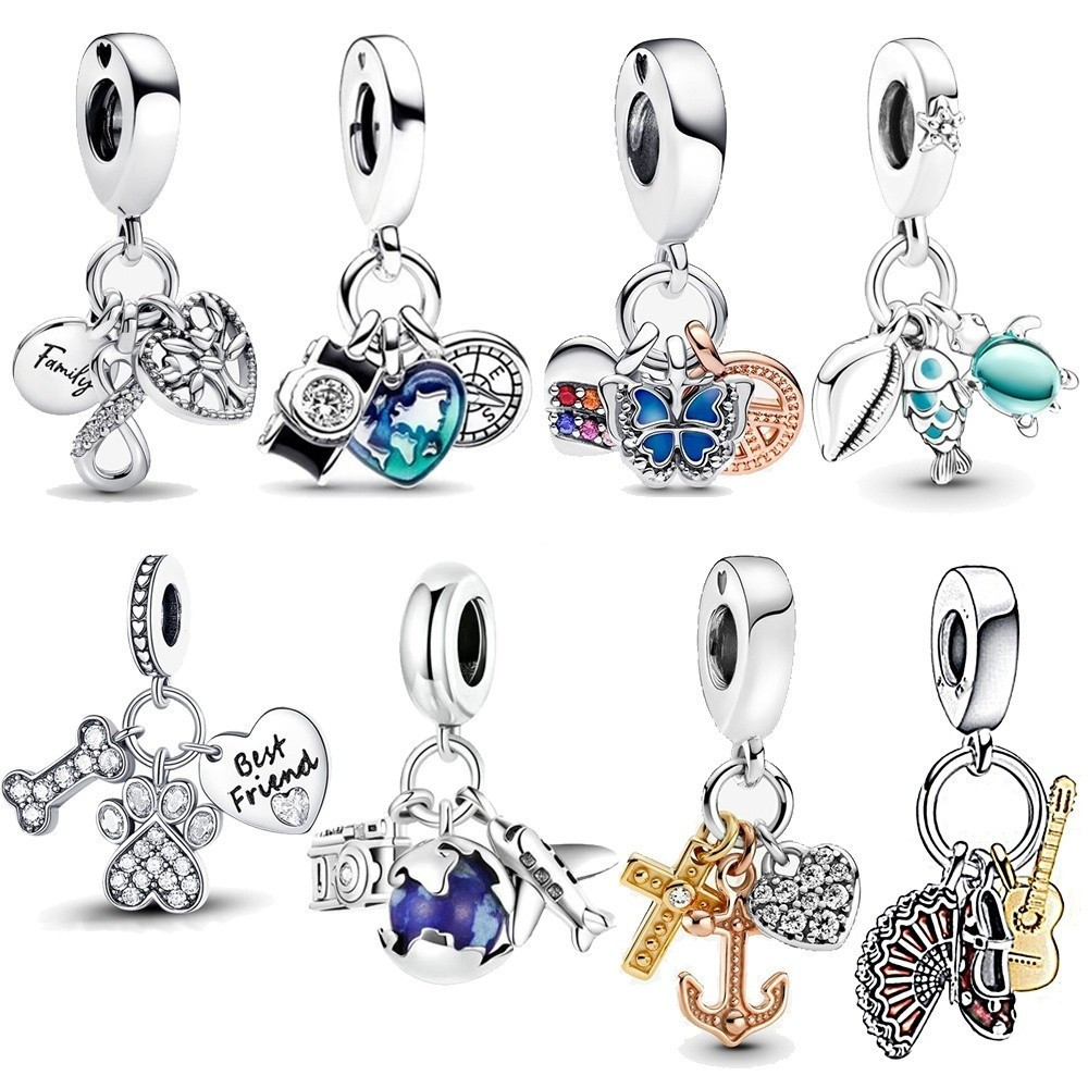 Promoção De Hoje : Pingente Três Em Um , De Decoração De Tartaruga Prata 925 Para Pulseira Apanhador De Sonhos De Contas