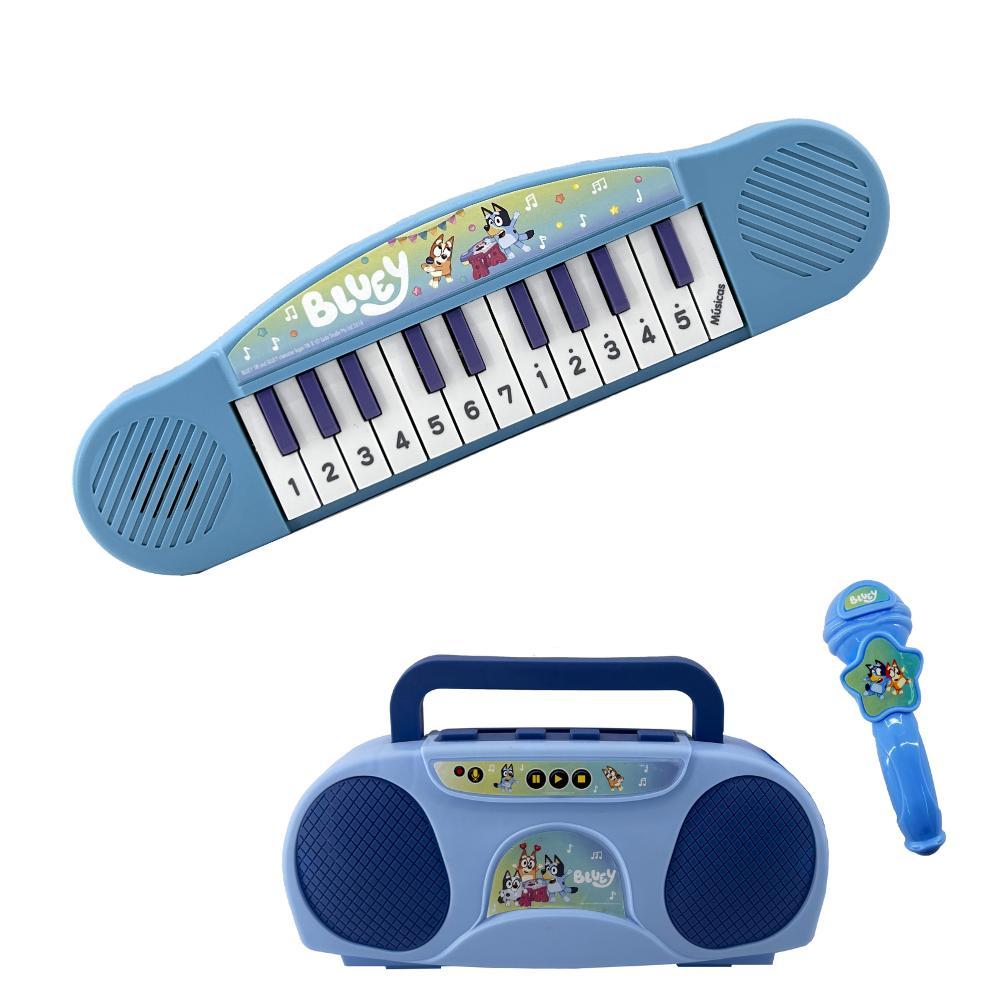 Kit Boombox Karaoke Infantil Bluey + Piano