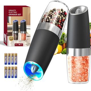 Conjunto de Moedores Elétricos de Sal e Pimenta CIRCLE JOY com Luz LED, Funcionamento a Bateria, Granulometria Ajustável