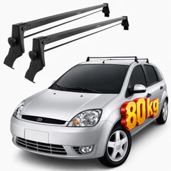 Rack Teto Fiesta Rocam Sedan/Hatch 2002 03 04 05 06 07 08 09 10 11 12 13 2014 Fixação Porta Preto
