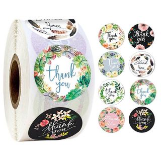 500 peças em flores obrigado adesivos redondos adesivos de vedação de presente obrigado adesivos embalagem de doces deco