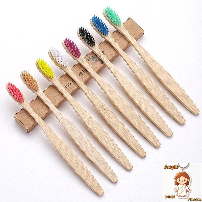 Escova De Dentes De Bambu 10Pcs Eco Friendly Resuable Toothbrush Adulto De Madeira Macia
