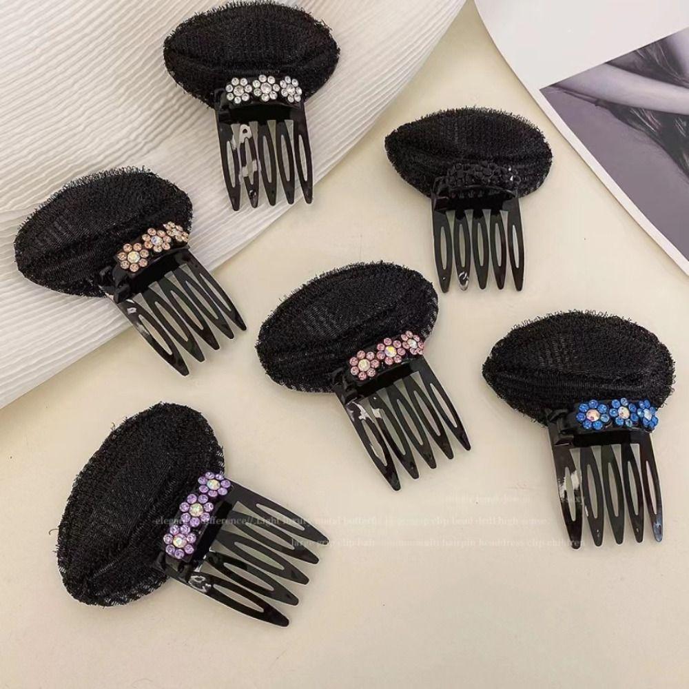  Almofada Para Cabeça De Cabelo Puff , Esponja Diamante , Acessórios Pluffy Clip Invisível Base Diariamente
