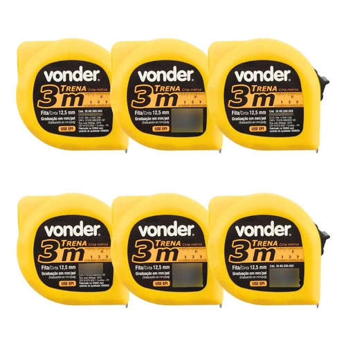 Kit com 6 Trenas de Aço 3m x 12,5mm com Trava e Caixa ABS Vonder